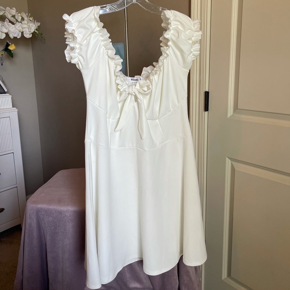 Plus Size Milkmaid Skater Dress - White - Size 16